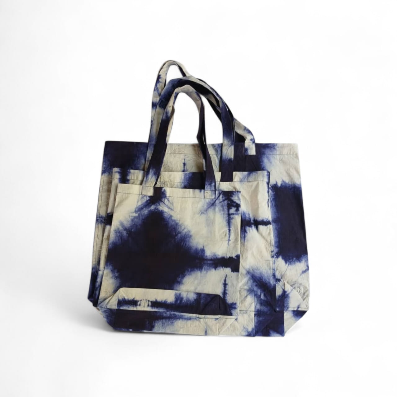 Sac de courses Pagne Batik Indigo Croix