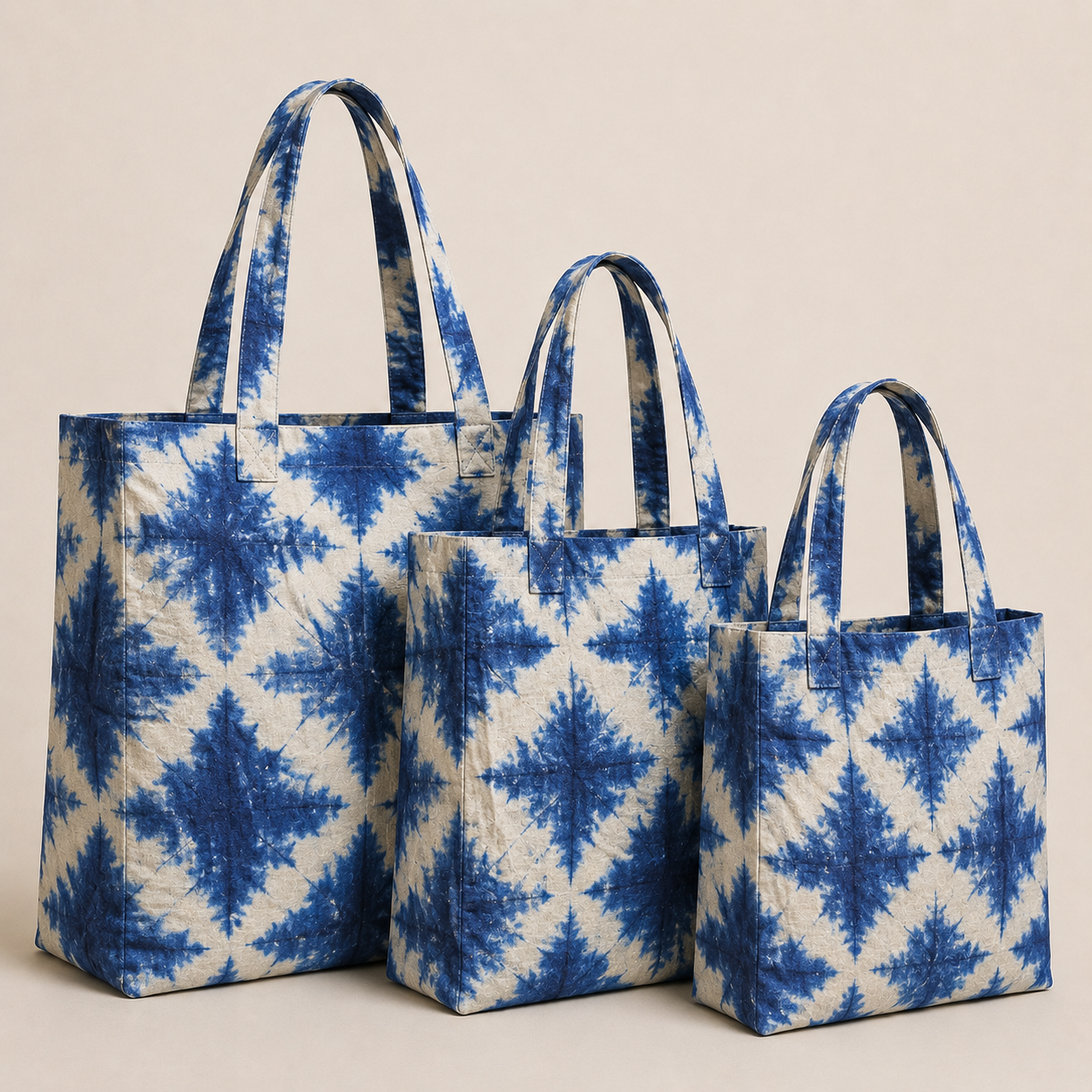 Abikè Tote Bag – Bleu – motif batik