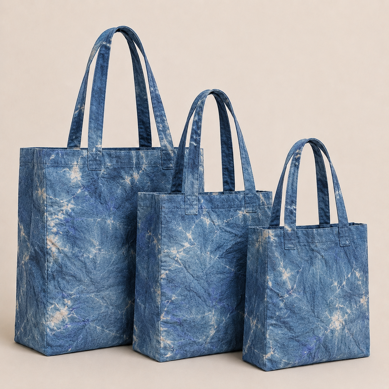 Abikè Tote Bag – Bleu – finition unie texturée