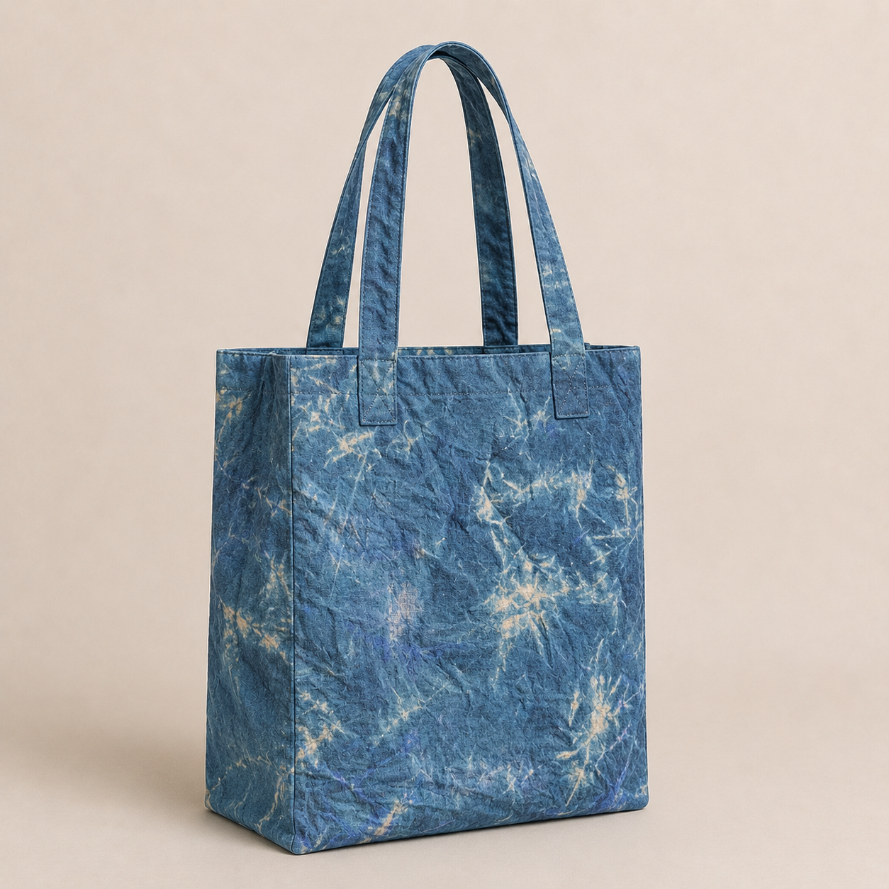 Abikè Tote Bag – Bleu – finition unie texturée